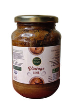Load image into Gallery viewer, Jar of &#39;Vintage Lime&#39; pickles with a label on a white background
