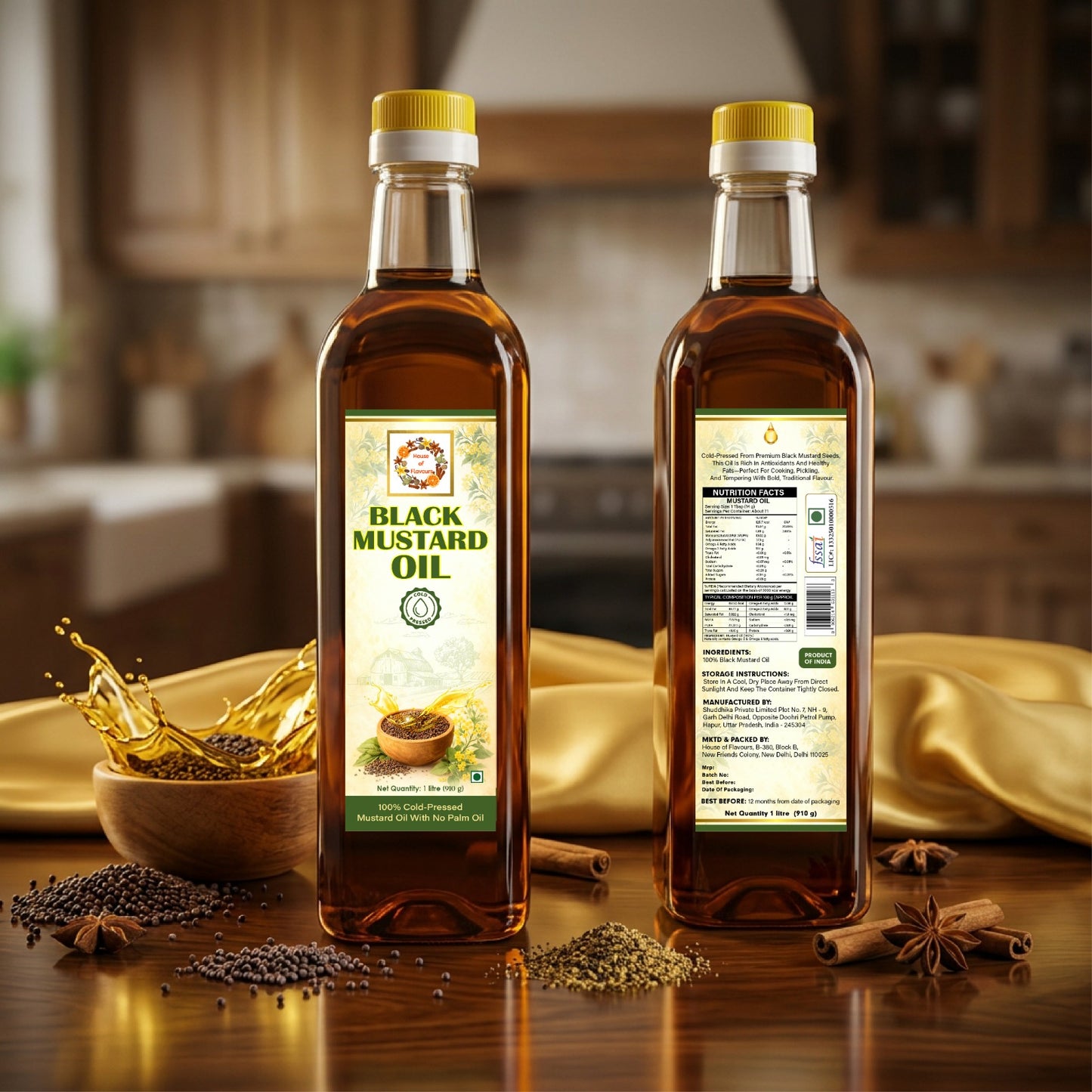 House of Flavours Black Mustard Oil - 1 liter